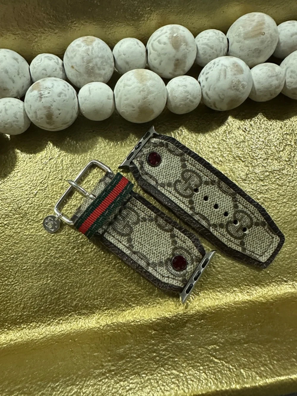Gucci Watch Band with Green-Red Stripe. Size 2 small adapters. - Picture 2 of 4